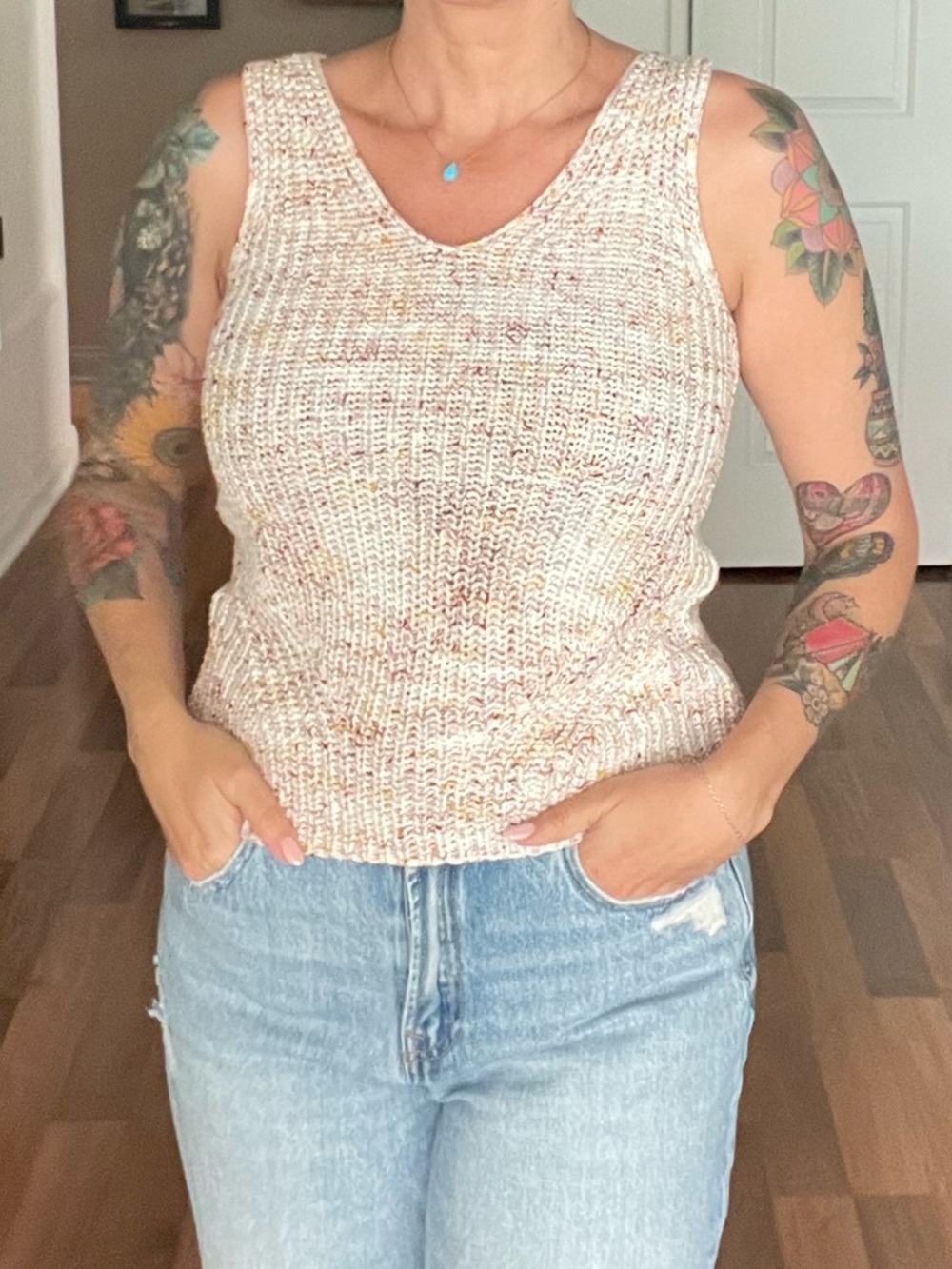 LOFT women’s Knit Tank Top in Cream Multicolor